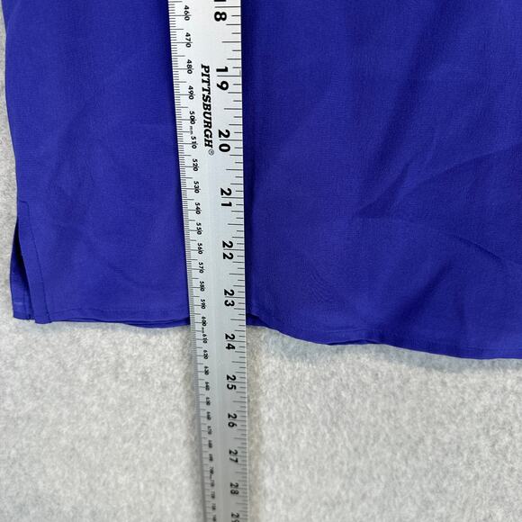 Classiques For Nordstrom Top Womens Size Medium Petite Royal Blue 100% Silk Tank - Picture 9 of 10